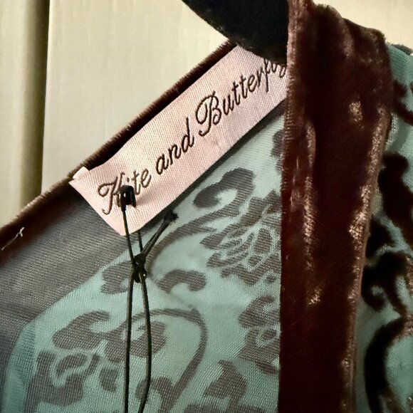 Free People Kite and Butterfly Hand Beaded Velvet Burnout Kimono Cardigan - Picture 12 of 12